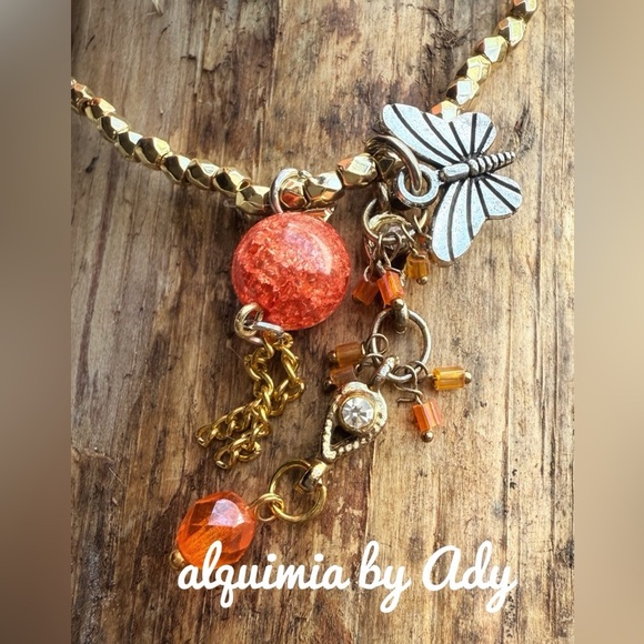 Alquimia Gold and Orange Charm Bracelet - Picture 2 of 2